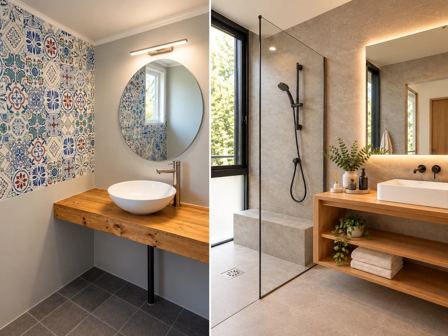 Comparación visual de remodelación integral de baño
